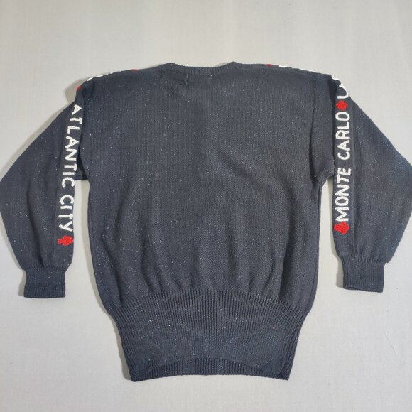 Vintage Bonnie Boerer Sequin Sweater women's size L black base Casinos Gambler - Picture 4 of 16